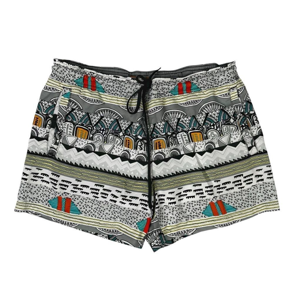 Topman Tribal Abstract Geometric Swim Trunks Mens M/L 4” Inseam Swim Shorts